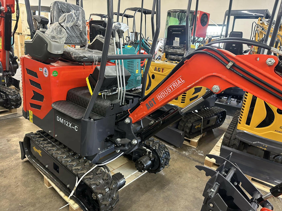 AGT-DM12X-C Mini Excavator w/ Pilot Control Swing Boom and Hydraulic Thumb.