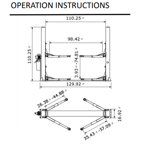 10000 lb Capacity ,Two-Post Auto Car Lift.